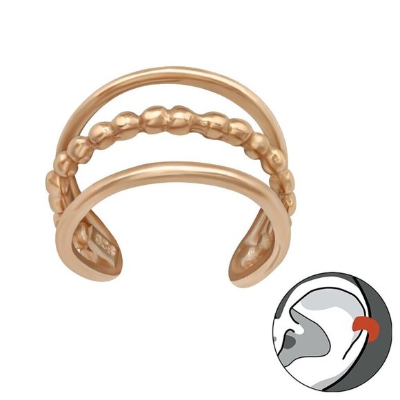 Rose Gold Three Band Ear Cuff - Picture 1 of 5